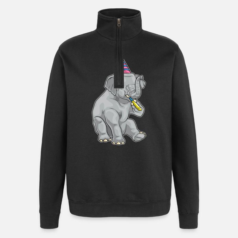 Elephant Birthday Toad - Quarter-Zip Sweatshirt - black