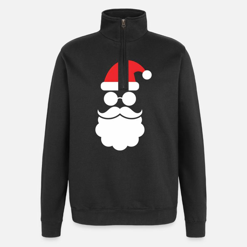 Weihnachtsmann mit Bart Minimal Kopf Design - Quarter-Zip-Sweatshirt - Schwarz