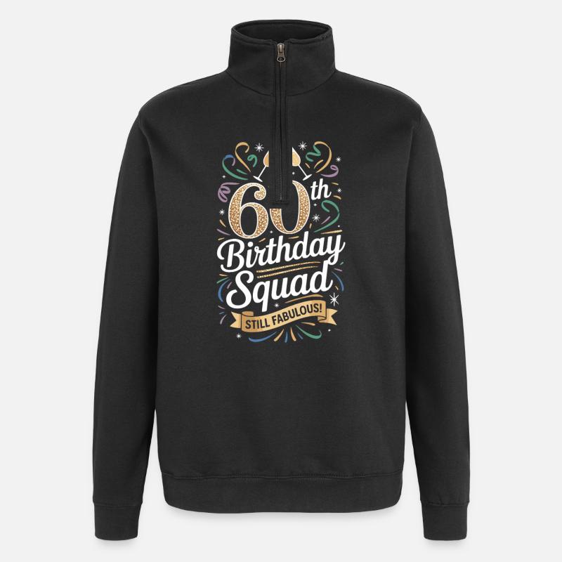 60th birthday squad crew - Quarter-Zip Sweatshirt - black