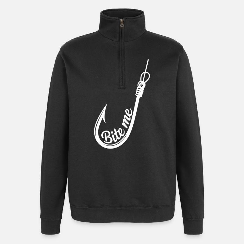 Bite Me Hook Grafik - Quarter-Zip-Sweatshirt - Schwarz