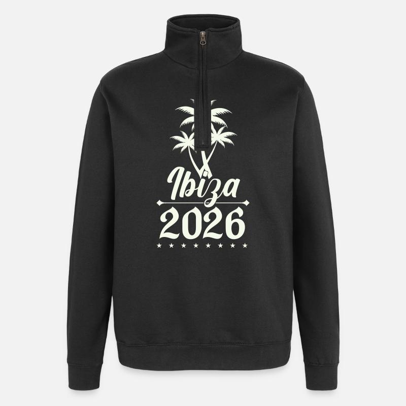 Ibiza 2026 Palmen Silhouette - Quarter-Zip-Sweatshirt - Schwarz