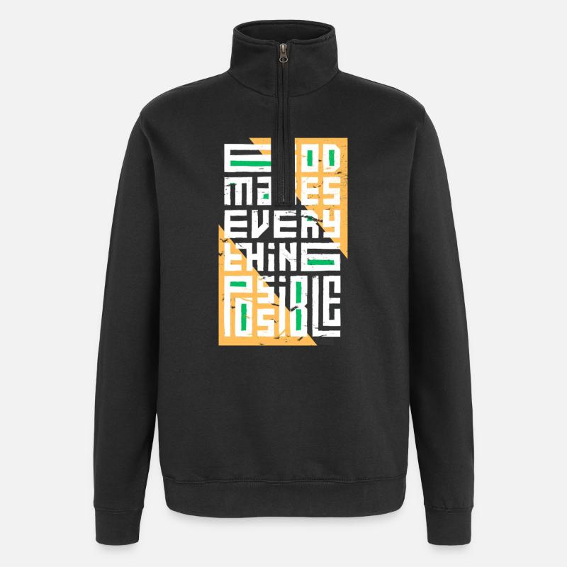 Dieu rend tout possible - Sweat à zip 1/4 - noir