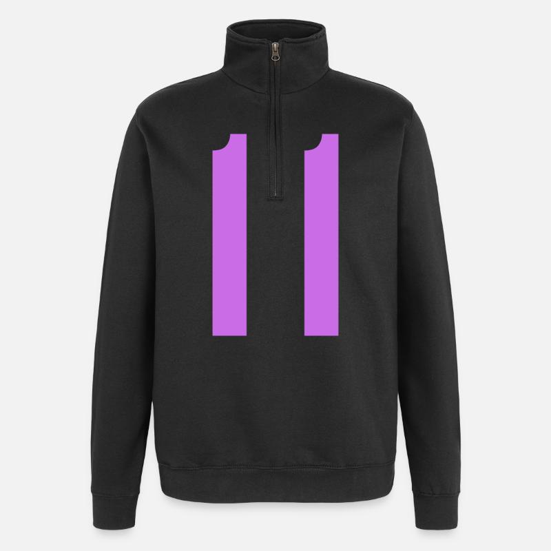 11 - Quarter-Zip-Sweatshirt - Schwarz