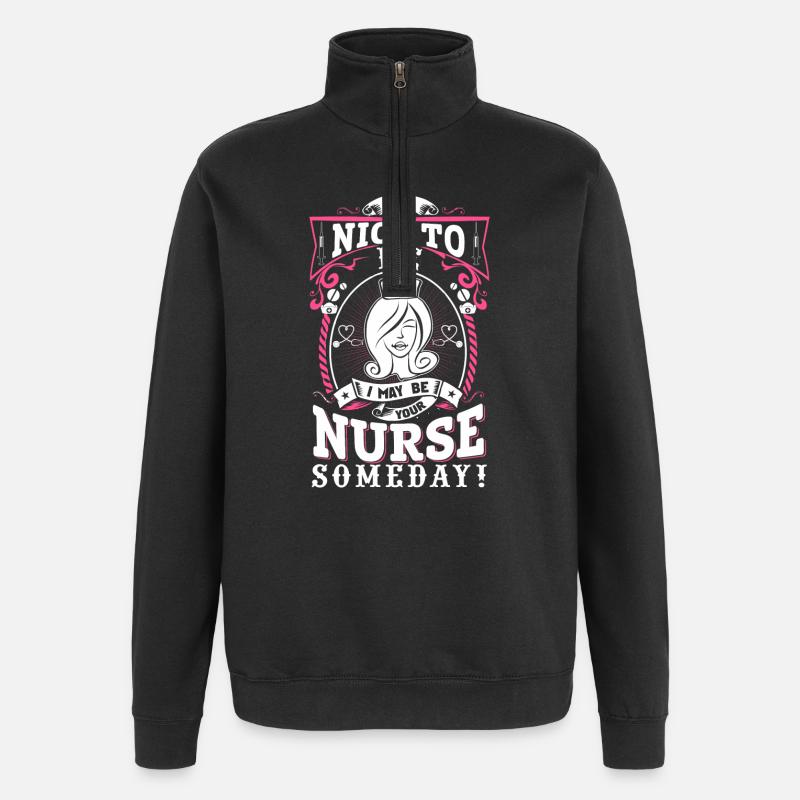 Krankenschwester nett - Quarter-Zip-Sweatshirt - Schwarz