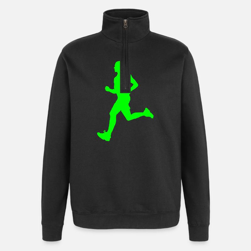 Running hommes 4 - Sweat à zip 1/4 - noir