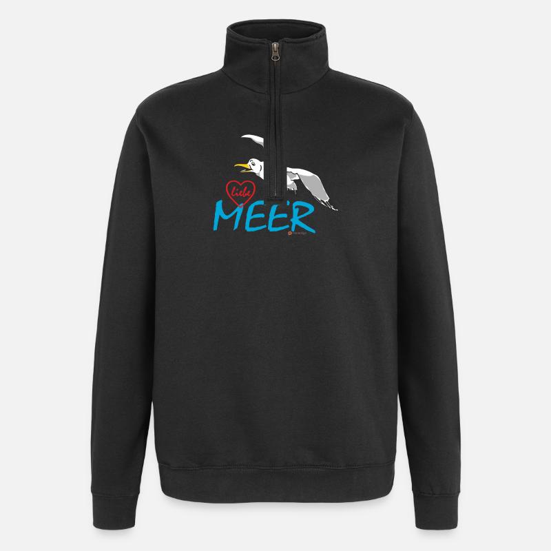 Möwe, Ich liebe das Meer - Quarter-Zip-Sweatshirt - Schwarz