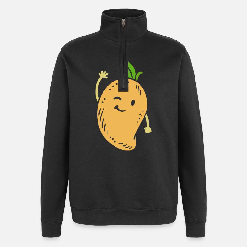 Mango Fruit Kawaii - Quarter-Zip Sweatshirt - black