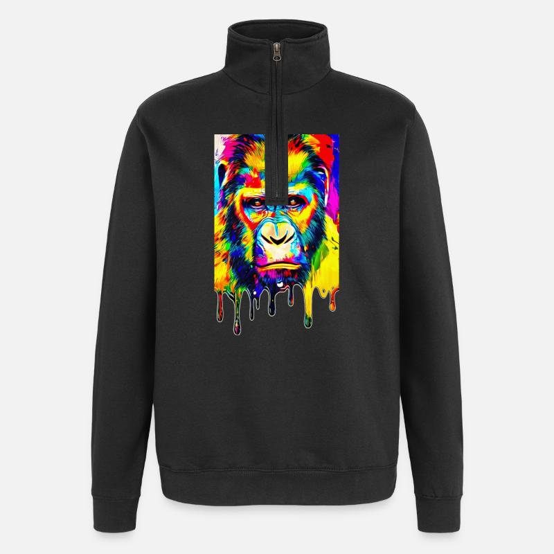 Urban Gorilla - Graffiti Art - Quarter-Zip Sweatshirt - black