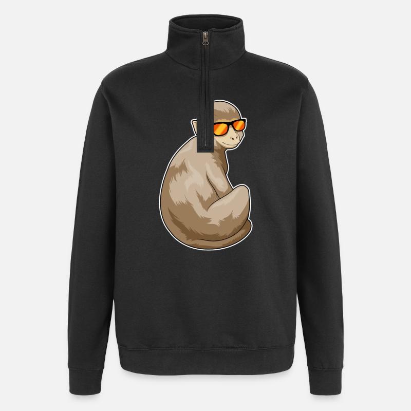 Monkey Sunglasses - Quarter-Zip Sweatshirt - black