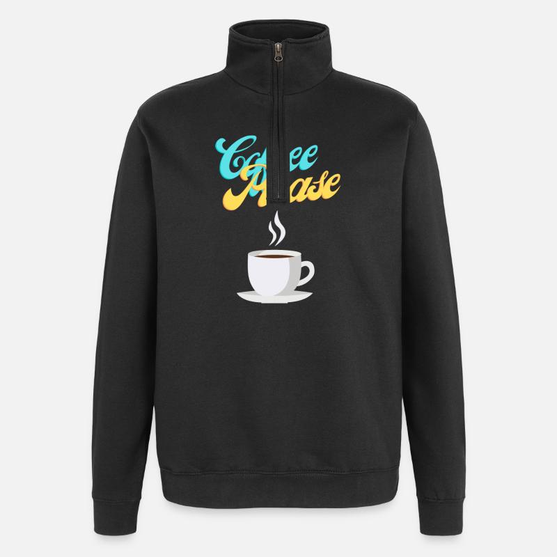 Coffee Please - Quarter-Zip-Sweatshirt - Schwarz