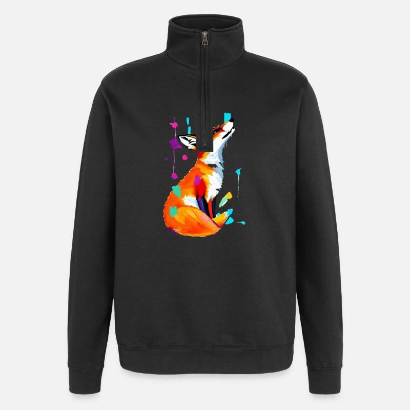 Farbexplosion Fuchs - Quarter-Zip-Sweatshirt - Schwarz