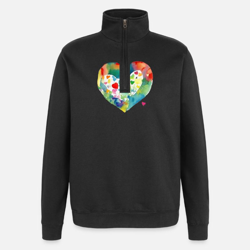 Cœur - Sweat à zip 1/4 - noir
