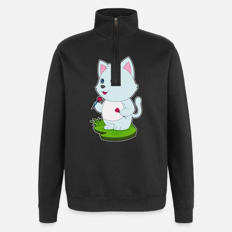 Fléchette de chat - Sweat à zip 1/4 - noir