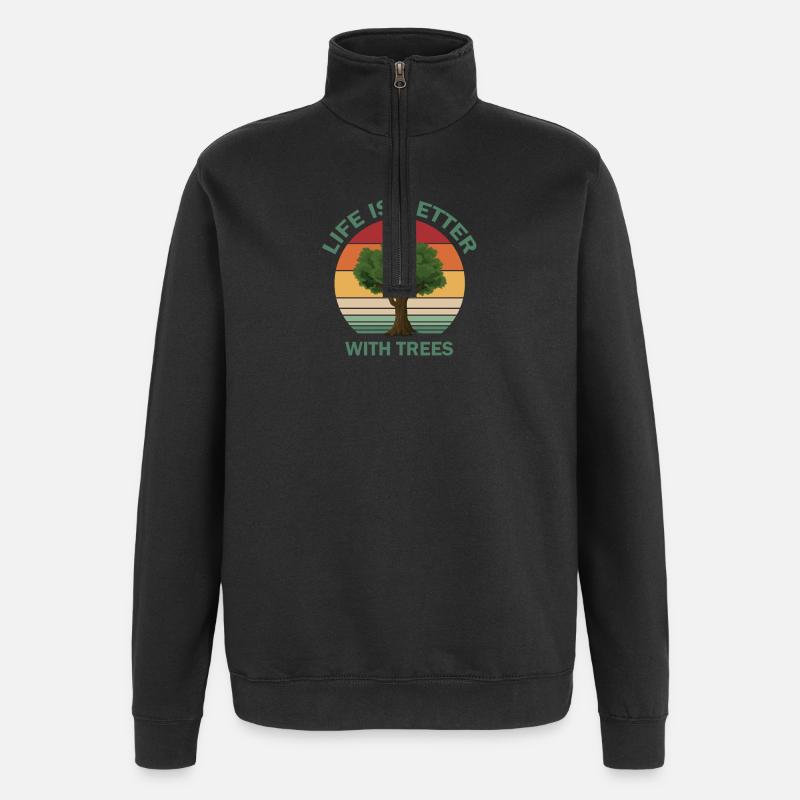 Life is better with trees - Quarter-Zip Sweatshirt - black