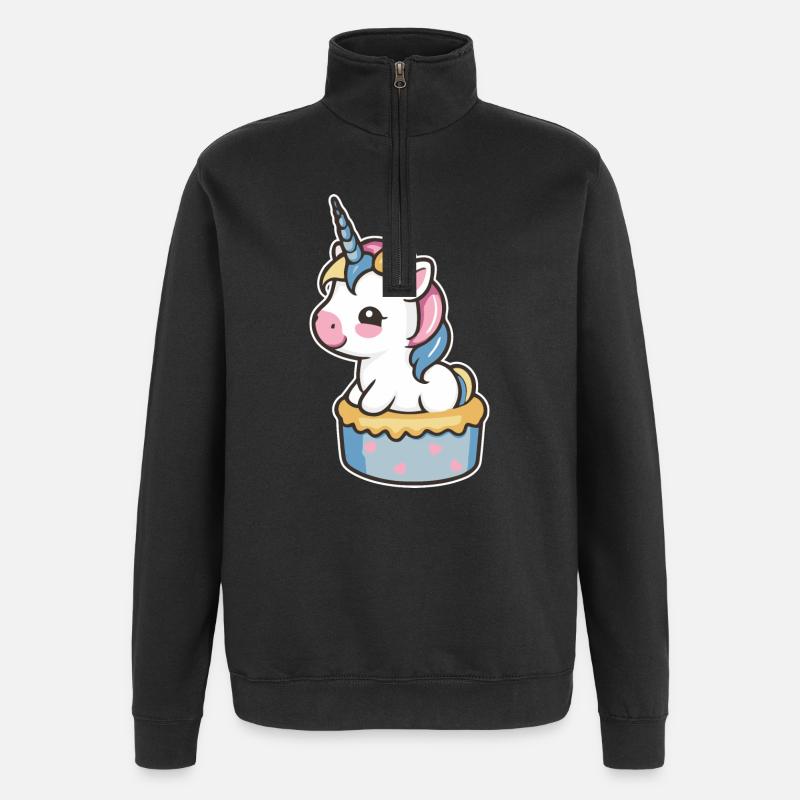Gâteau Licorne - Sweat à zip 1/4 - noir