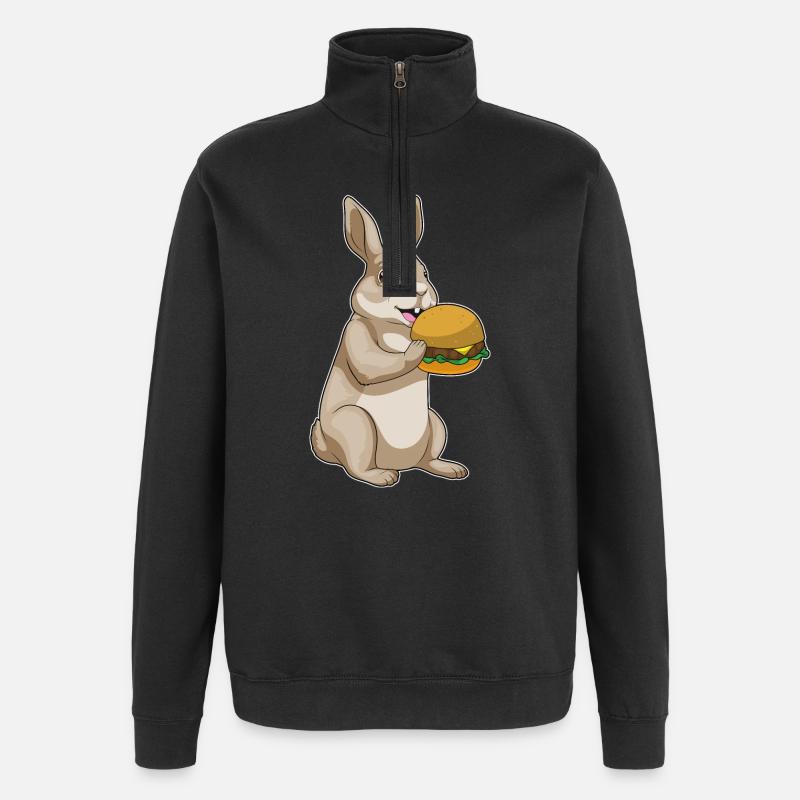 Bunny Cheeseburger - Quarter-Zip Sweatshirt - black
