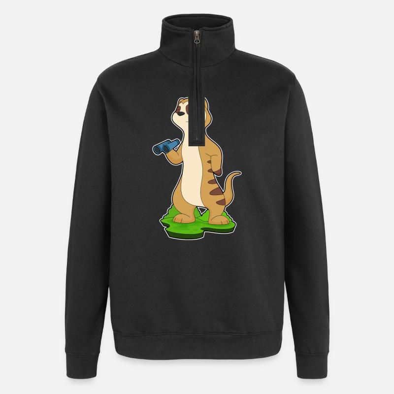 Erdmännchen Fernglas - Quarter-Zip-Sweatshirt - Schwarz