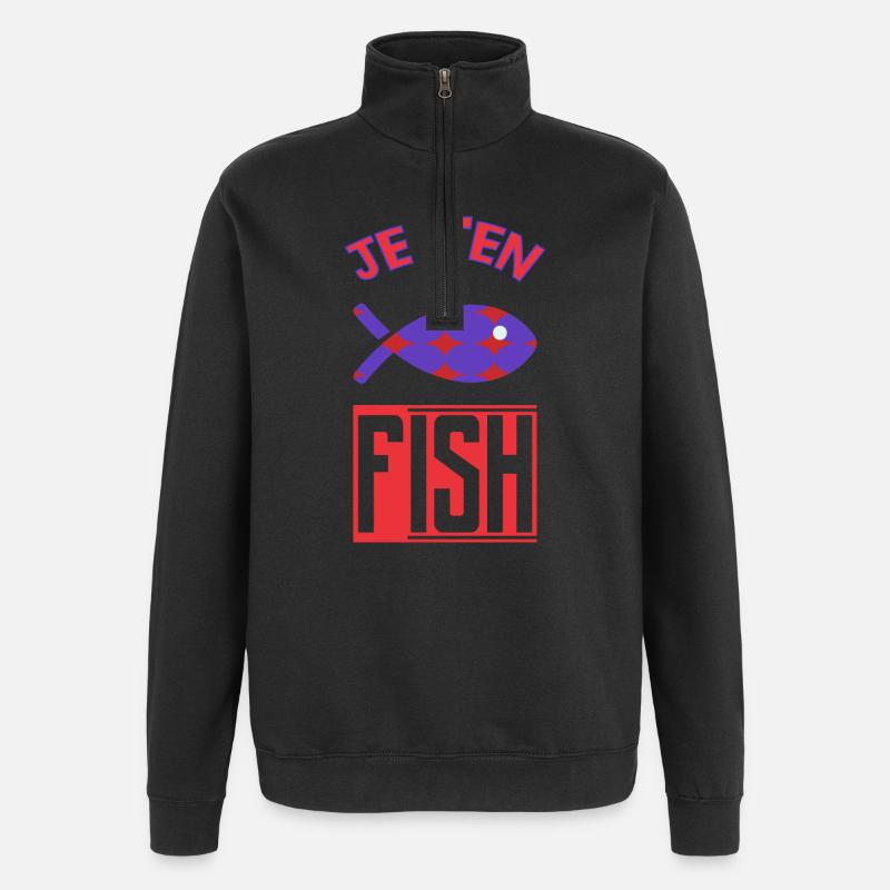 JE M'EN FISH. POISSON - Sweat à zip 1/4 - noir