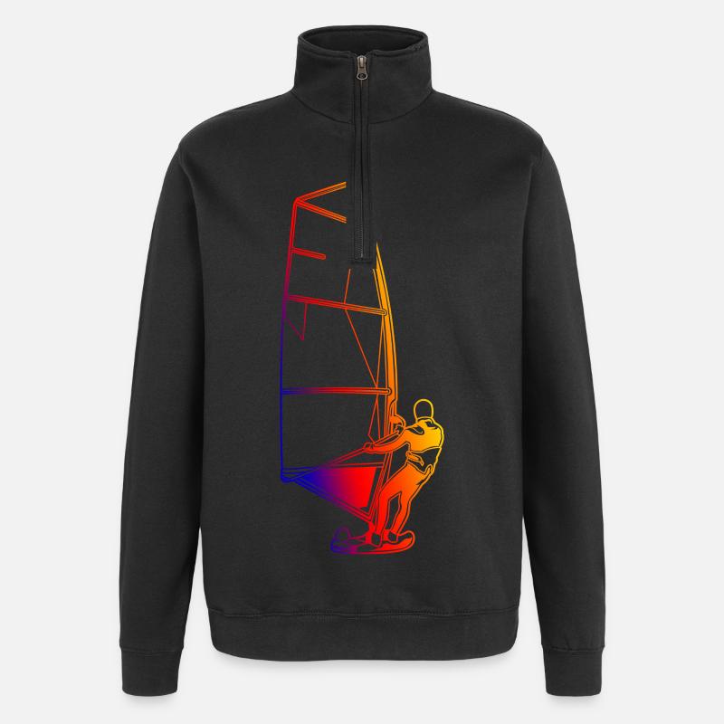 Windsurfer rétro - Sweat à zip 1/4 - noir