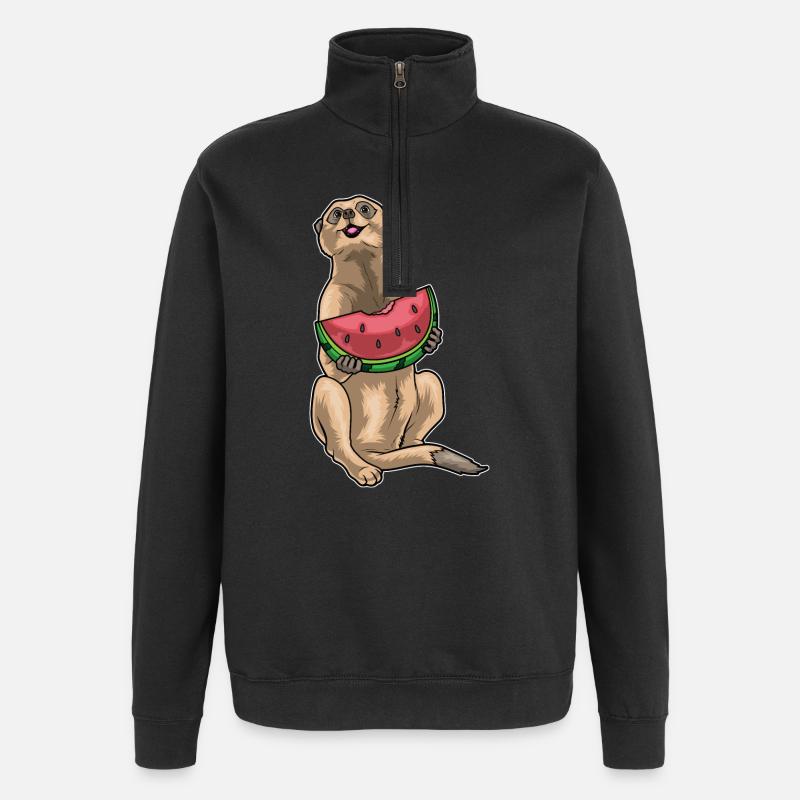 Suricate Pastèque - Sweat à zip 1/4 - noir