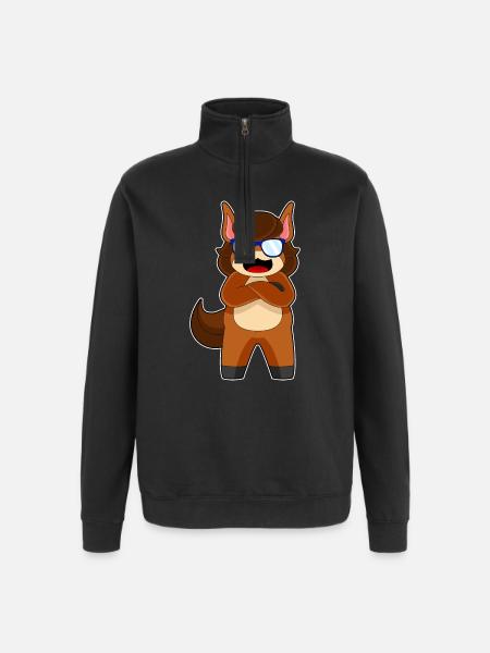Horse Sunglasses - Quarter-Zip Sweatshirt - black