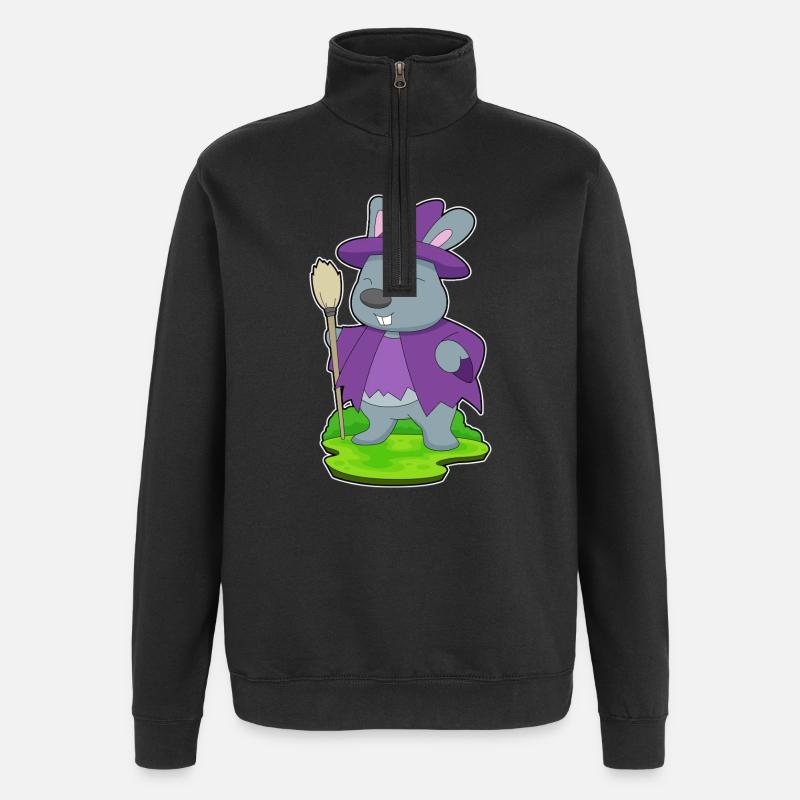 Bunny Halloween Witch - Quarter-Zip Sweatshirt - black