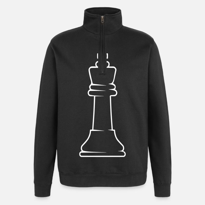 Schachfigur König - Quarter-Zip-Sweatshirt - Schwarz