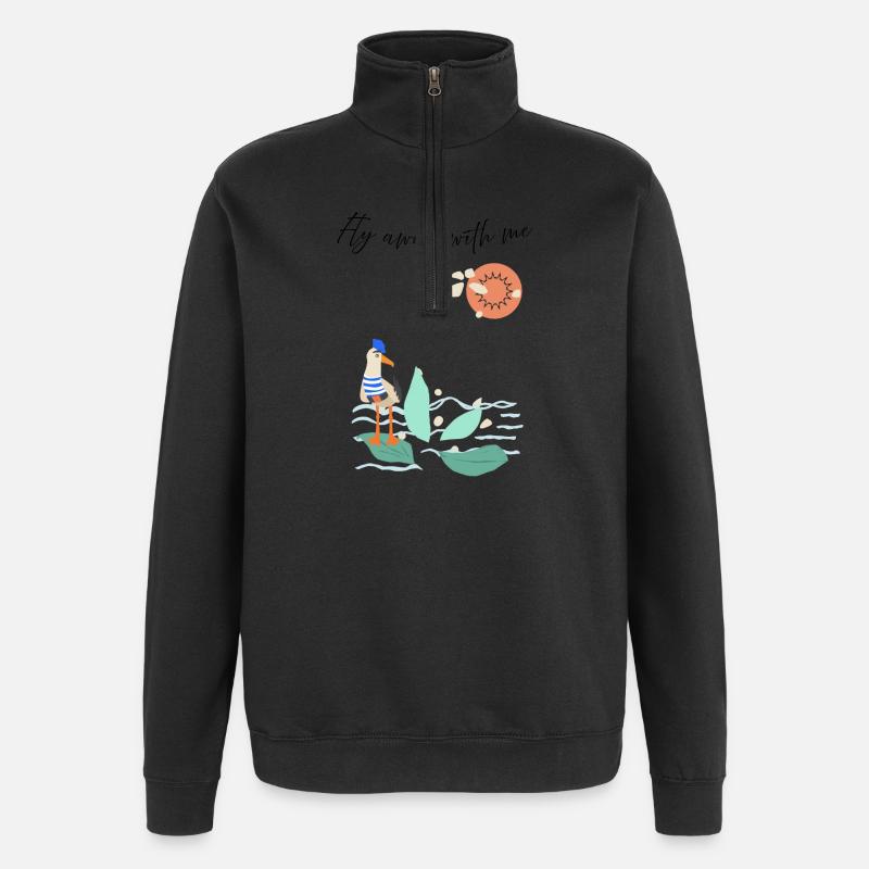 Oiseau côtier en vacances - Sweat à zip 1/4 - noir