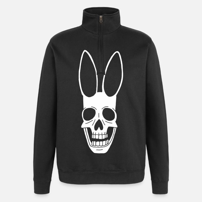 White Rabbit Skull - Quarter-Zip Sweatshirt - black