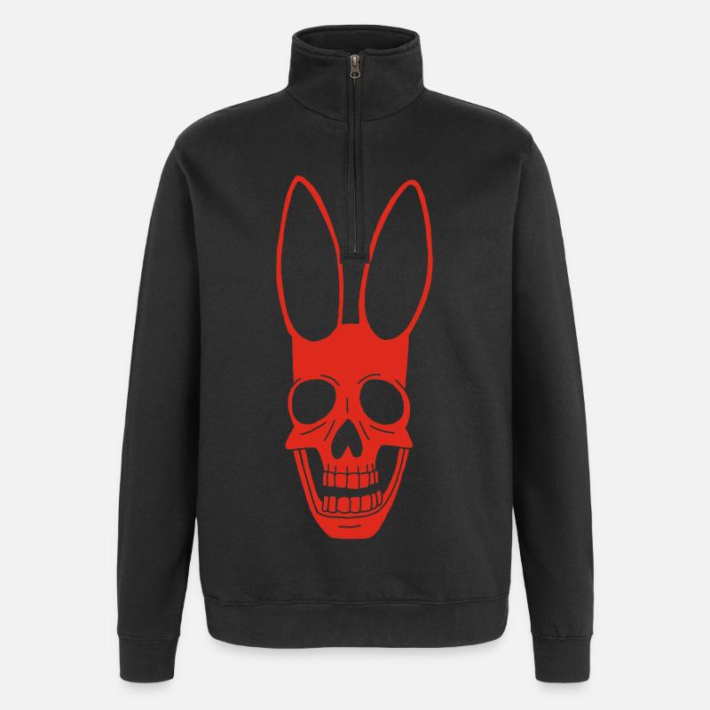 Roter Kaninchenschädel - Quarter-Zip-Sweatshirt - Schwarz