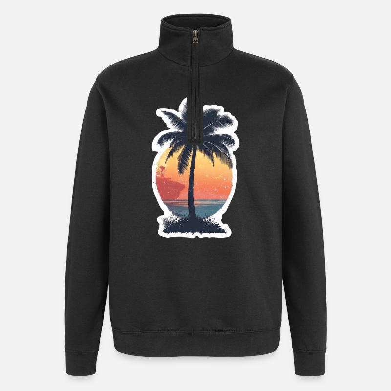 Palm tree - Quarter-Zip Sweatshirt - black