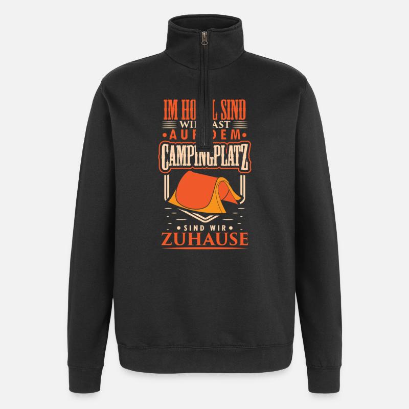 Camper Camping Wohnwagen Spruch - Quarter-Zip-Sweatshirt - Schwarz