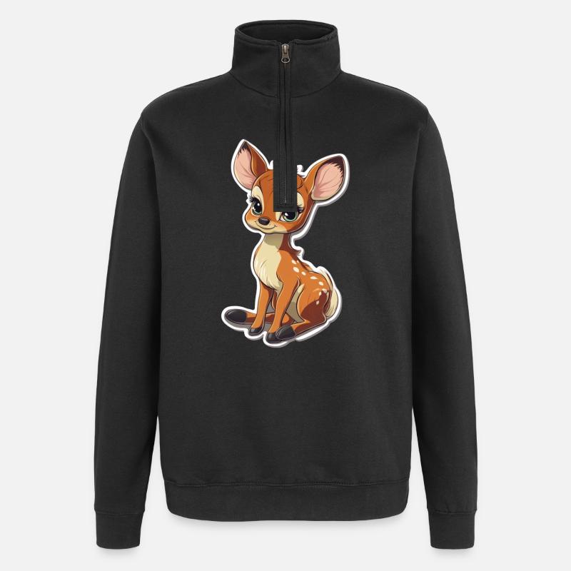 roe deer - Quarter-Zip Sweatshirt - black