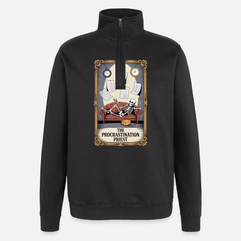 The Procrastination Priest Skelett Aufschieberitis - Quarter-Zip-Sweatshirt - Schwarz