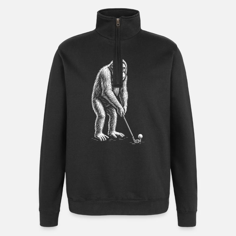 Putts de golf orang-outans - Sweat à zip 1/4 - noir