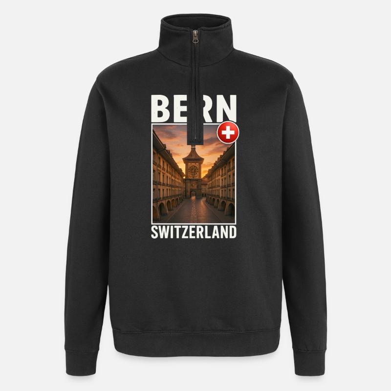 Bern - Sweat à zip 1/4 - noir