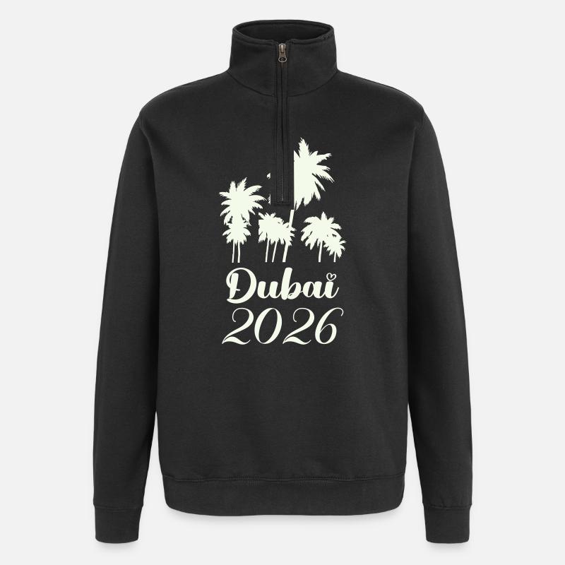 Dubai Palm Trees 2026 Script - Quarter-Zip Sweatshirt - black