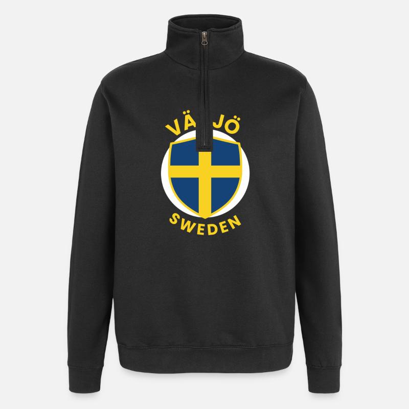 Växjö Schild Schweden Farbdesign - Quarter-Zip-Sweatshirt - Schwarz
