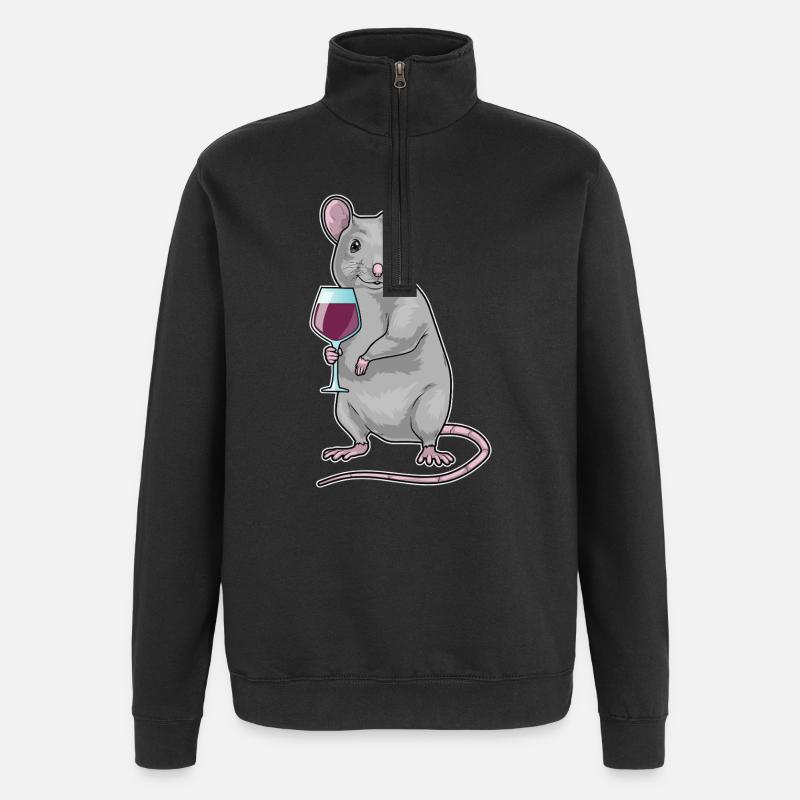 Maus Rotwein - Quarter-Zip-Sweatshirt - Schwarz