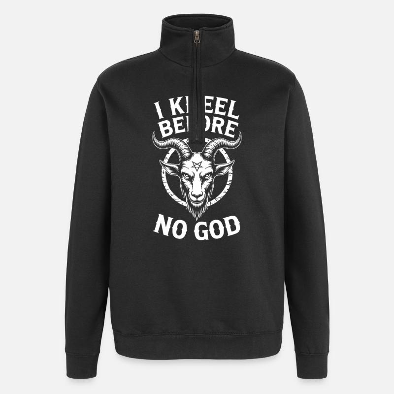 Kein Gott-Ziegen-Emblem - Quarter-Zip-Sweatshirt - Schwarz