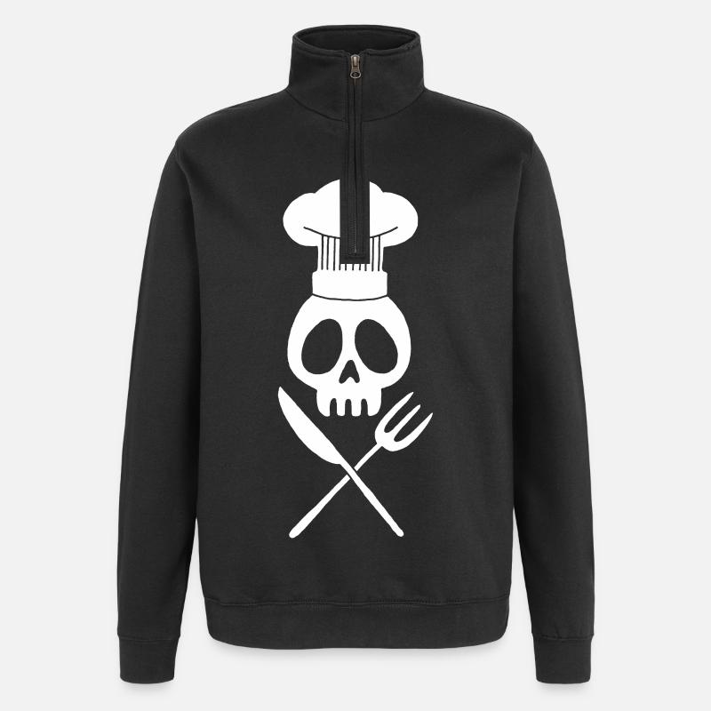 Cook's Skull (White) - Quarter-Zip Sweatshirt - black