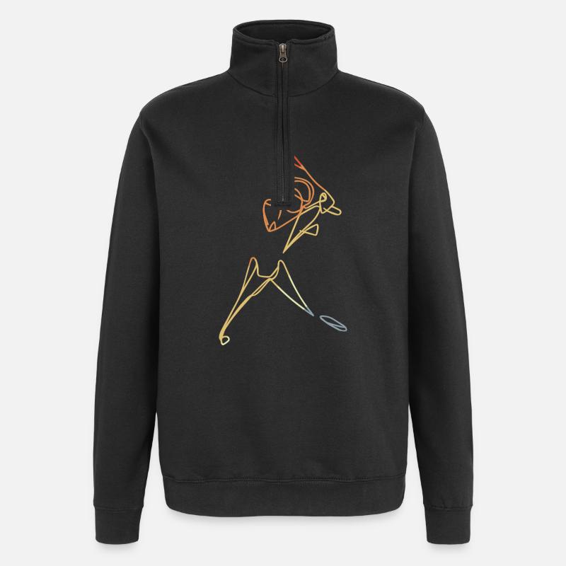 Cricketer Skizze - Quarter-Zip-Sweatshirt - Schwarz