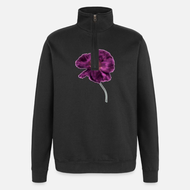 Pavot magenta intense - Sweat à zip 1/4 - noir