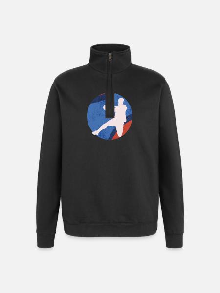 Basketball silhouette in retro pop - Quarter-Zip Sweatshirt - black