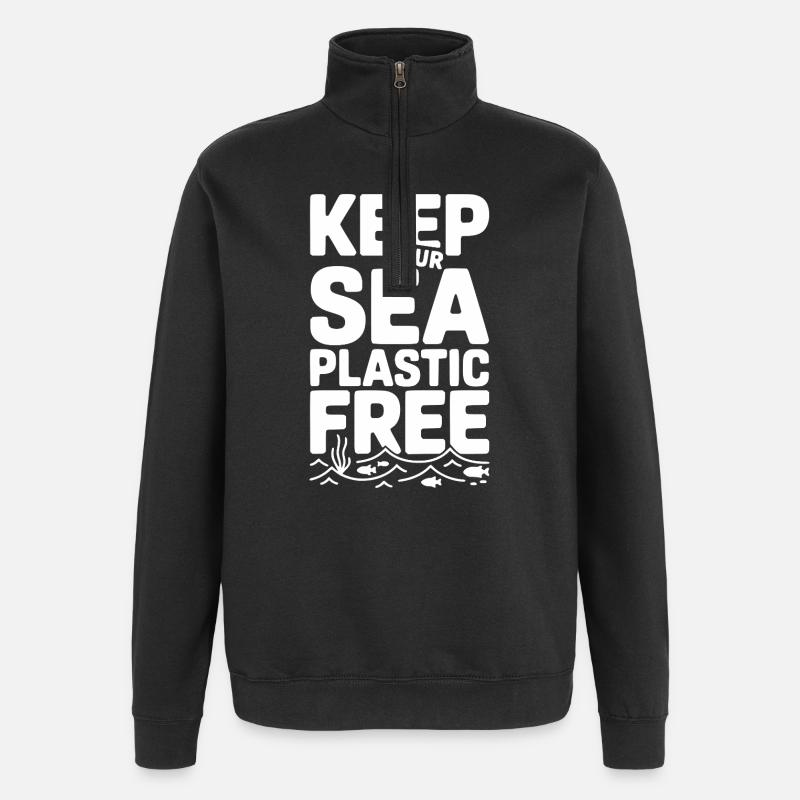 Keep Our Sea Plastic Free - Quarter-Zip Sweatshirt - black