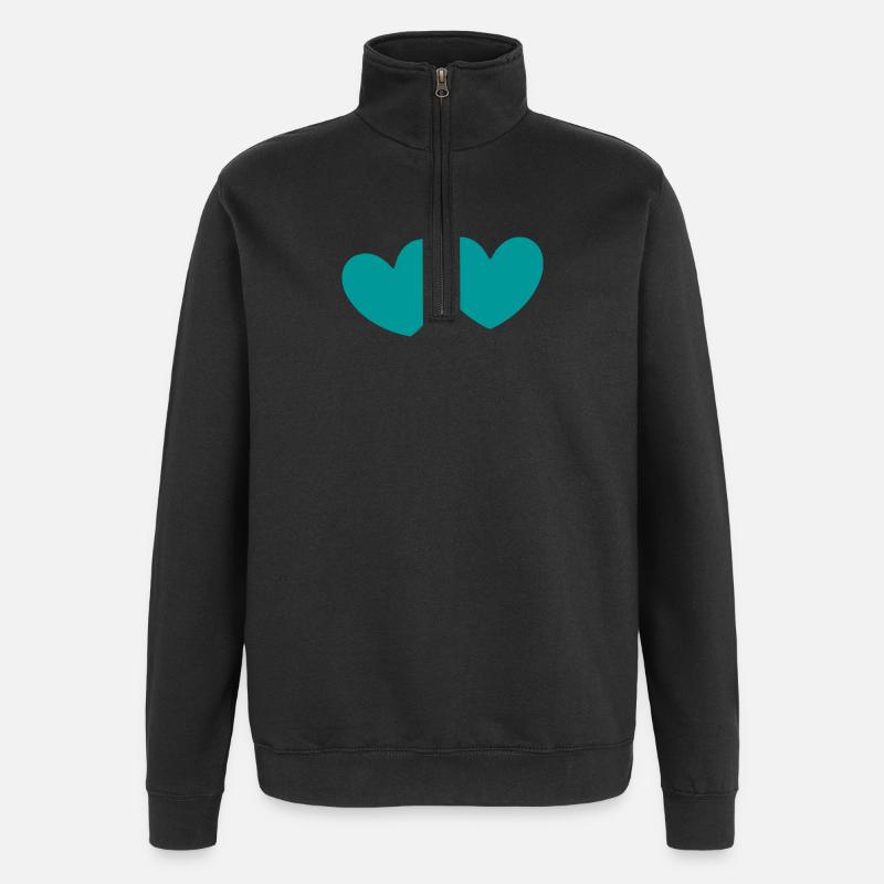Saint-Valentin, Saint-Valentin, Saint-Valentin - Sweat à zip 1/4 - noir