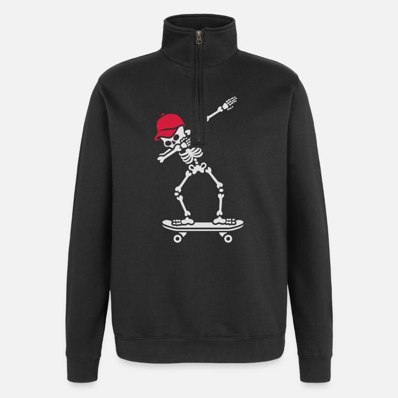 Dab dabbing skeleton skateboard skater - Sweat à zip 1/4 - noir