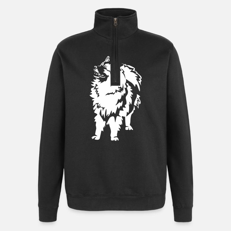 Wolfsspitz "Black Edition" - Quarter-Zip-Sweatshirt - Schwarz