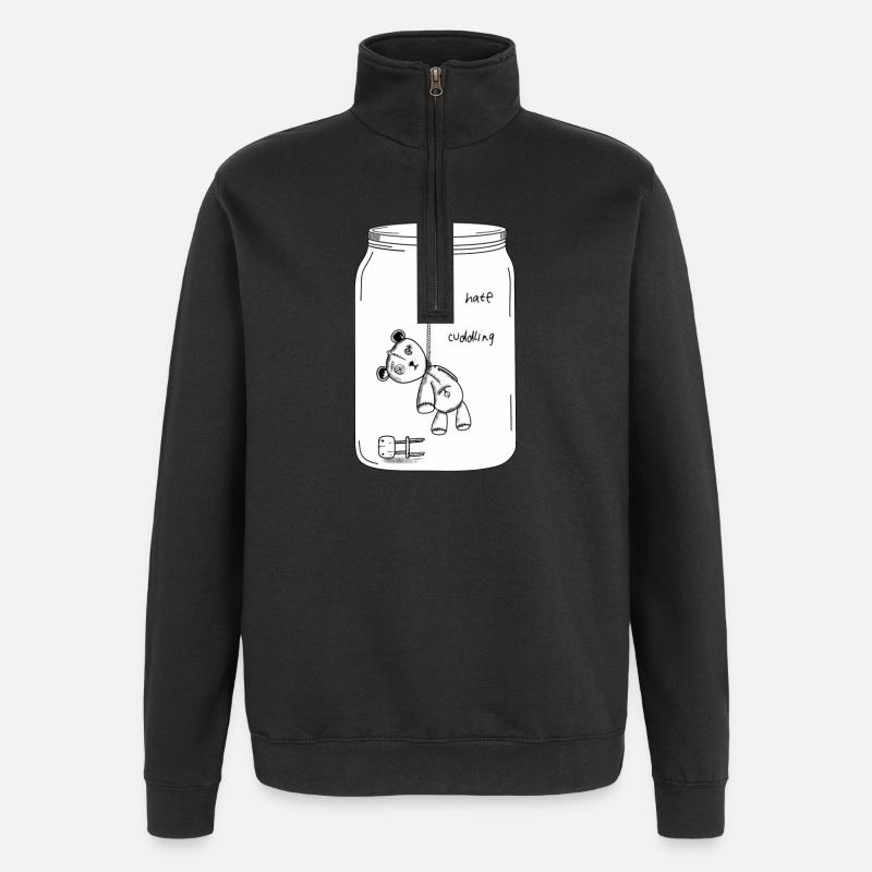 I hate cuddling (BW Version) - Quarter-Zip Sweatshirt - black