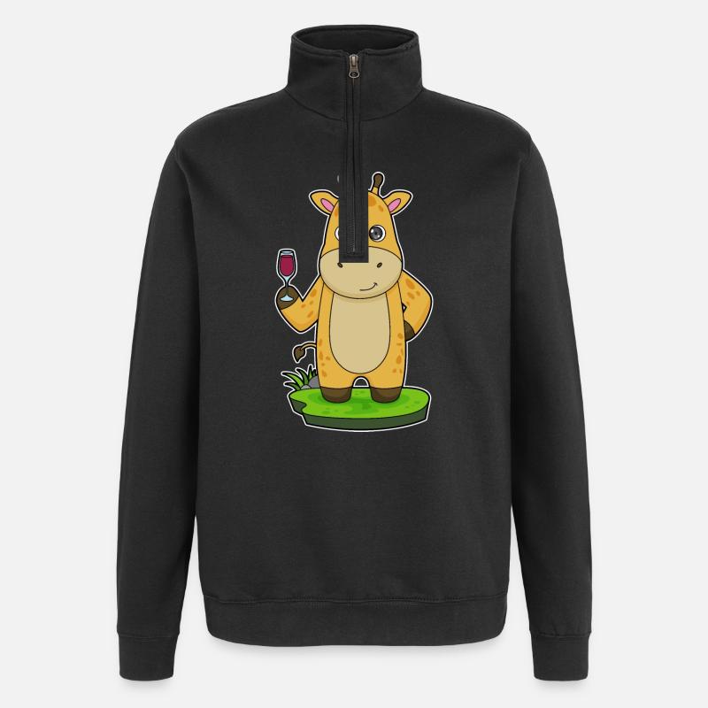 Giraffe Rotwein - Quarter-Zip-Sweatshirt - Schwarz